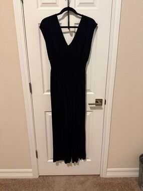 Old Navy Black V-Neck Smocked-Waist Jumpsuit